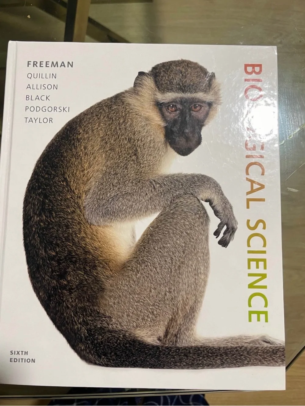 Biological Science Hardcover Textbook - White Cover with Monkey Image